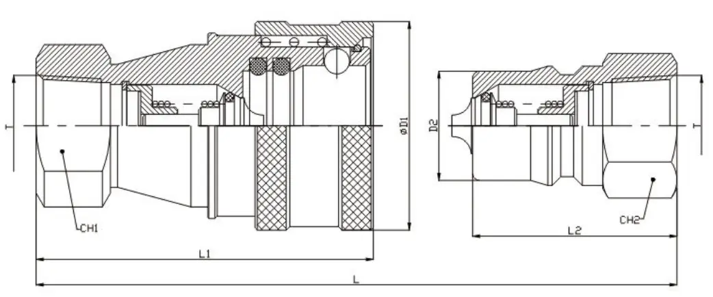 Coupling fitting sectional drawing